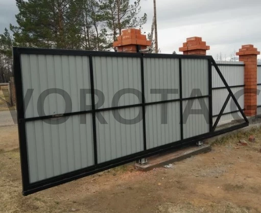 Механические откатные ворота из профлиста 1500х3300