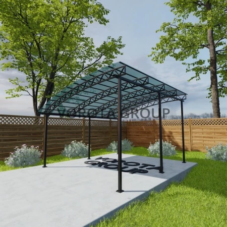 Полуарочный навес бирюзового цвета, монолитный поликарбонат 5500*7000