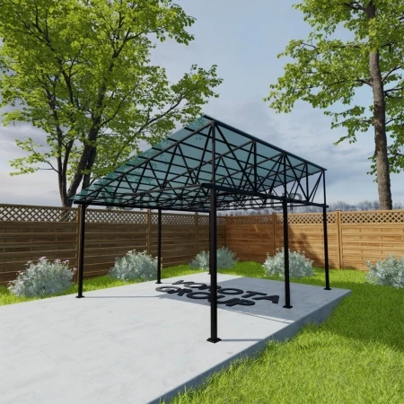 Треугольный навес бирюзового цвета, сотовый поликарбонат 6500*10000