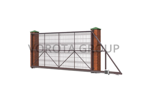 Откатные ворота Alutech сетка коричневая 2400x1900