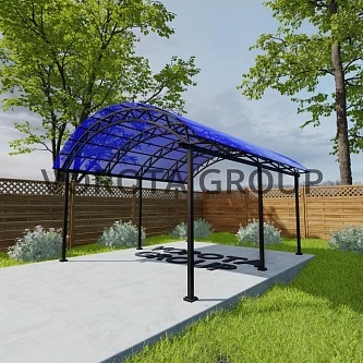 Арочный навес синего цвета, сотовый поликарбонат 4500*10000