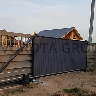 Откатные ворота Дорхан серого цвета 2400x1500